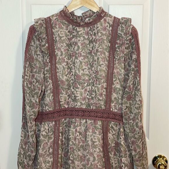 NWT TopShop Dress, Calico flowers, Rose Pink, 12 - Picture 3 of 11